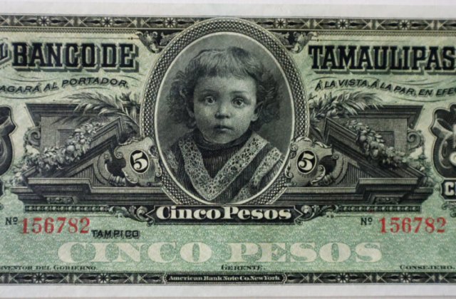 Billete 5 Pesos del Banco de Tamaulipas frontal