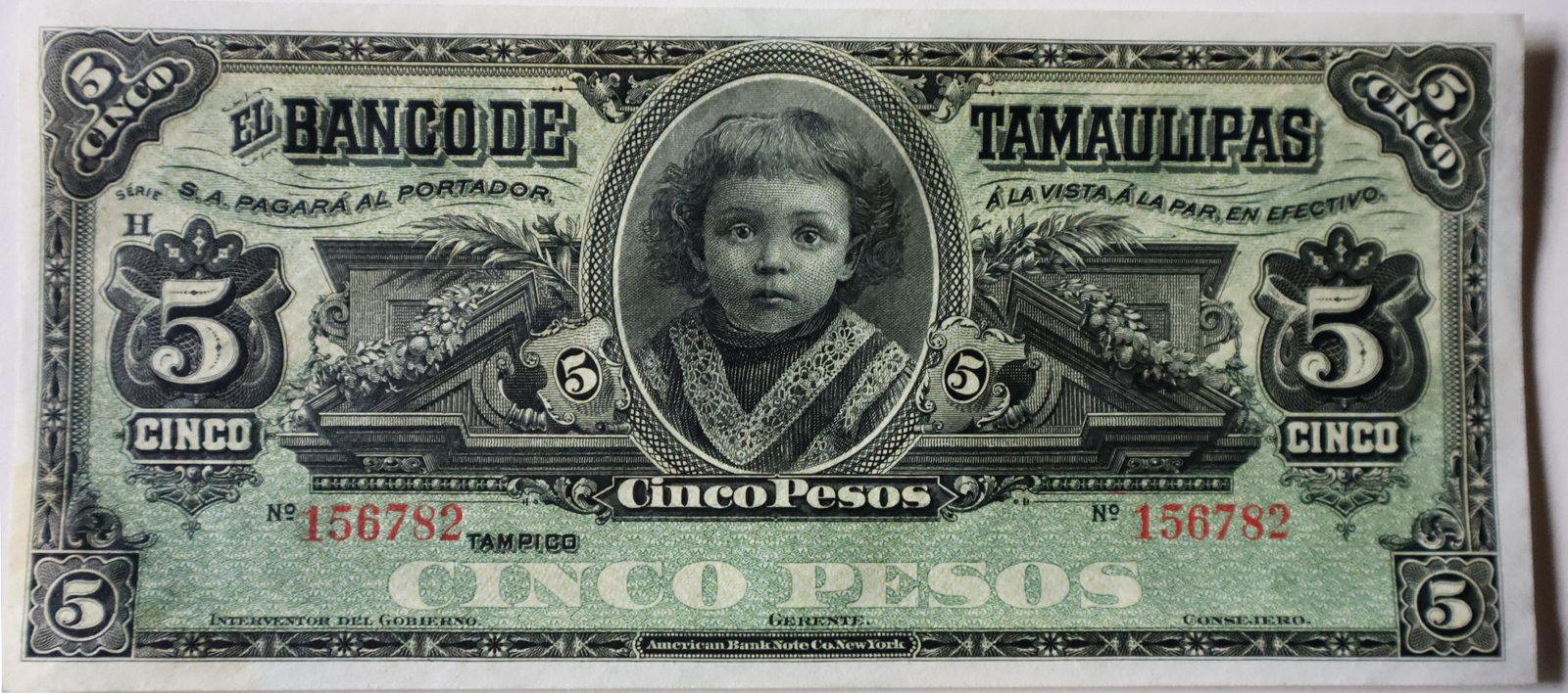 Billete 5 Pesos del Banco de Tamaulipas frontal